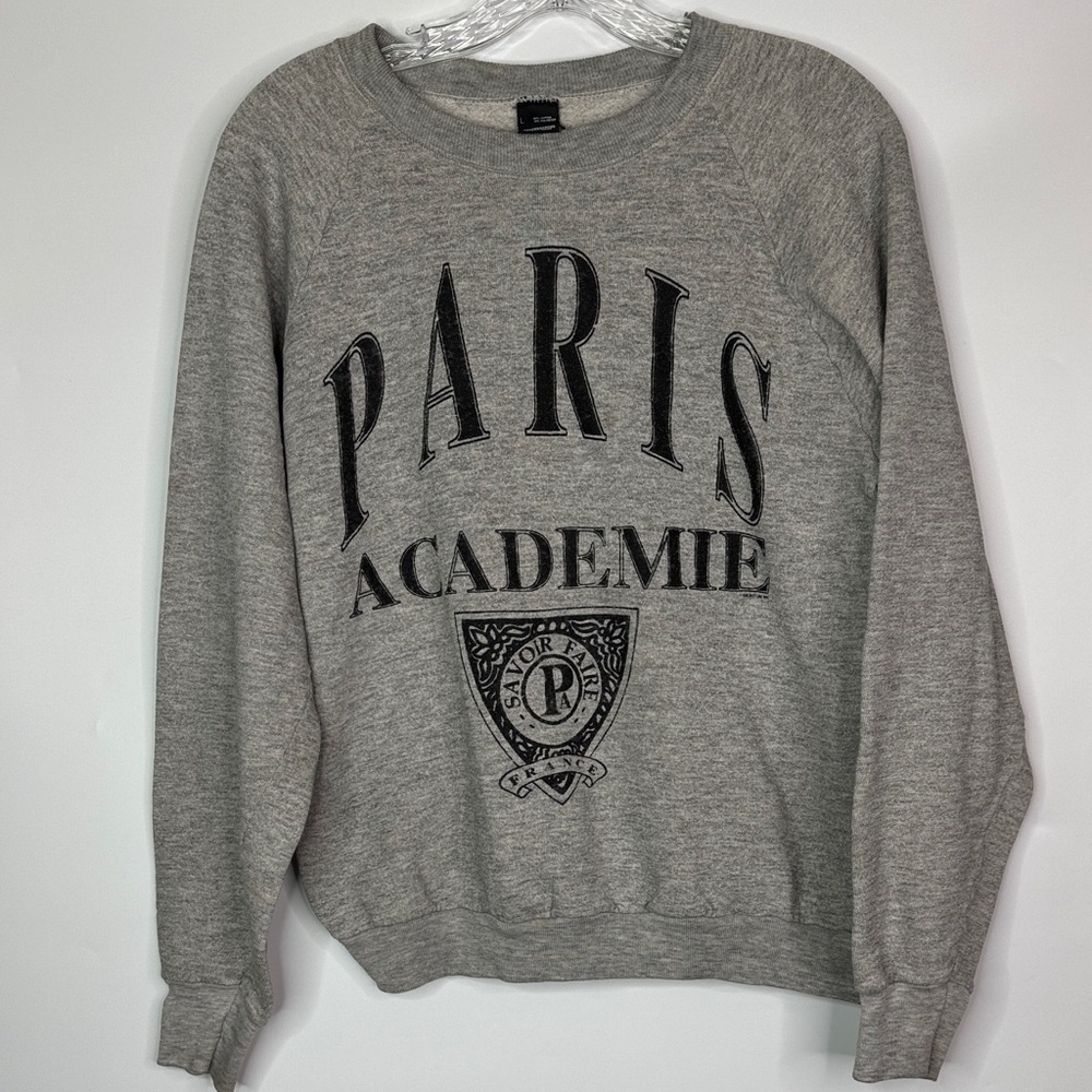 Vintage Screen Stars Paris Academie Gray Sweatshirt Size Large 1989